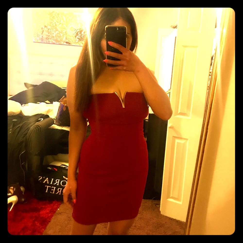 Red tube dress